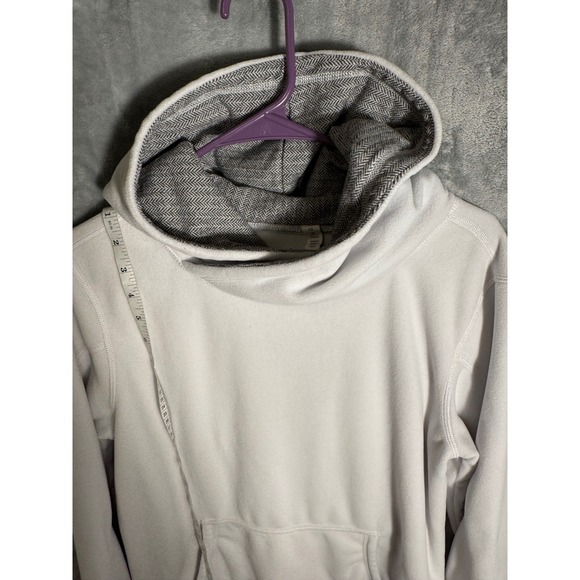 Lululemon‎ Athletica White Cowl Neck Fleece Hoodie Athleisure Women's Size 10 - Picture 3 of 12